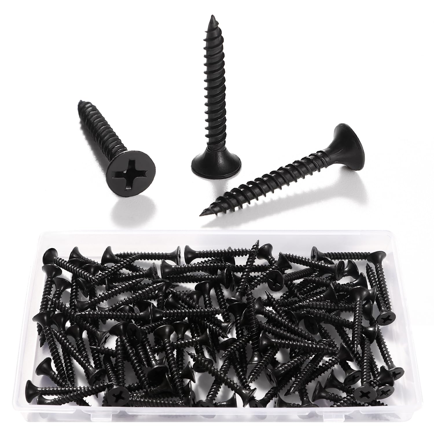 100 PCS M3.5 * 30 mm Coarse Thread Point Drywall Screws, Phillips Countersunk, Plasterboard Wood Screw, for Plasterboard, Drywall and Wood, Black