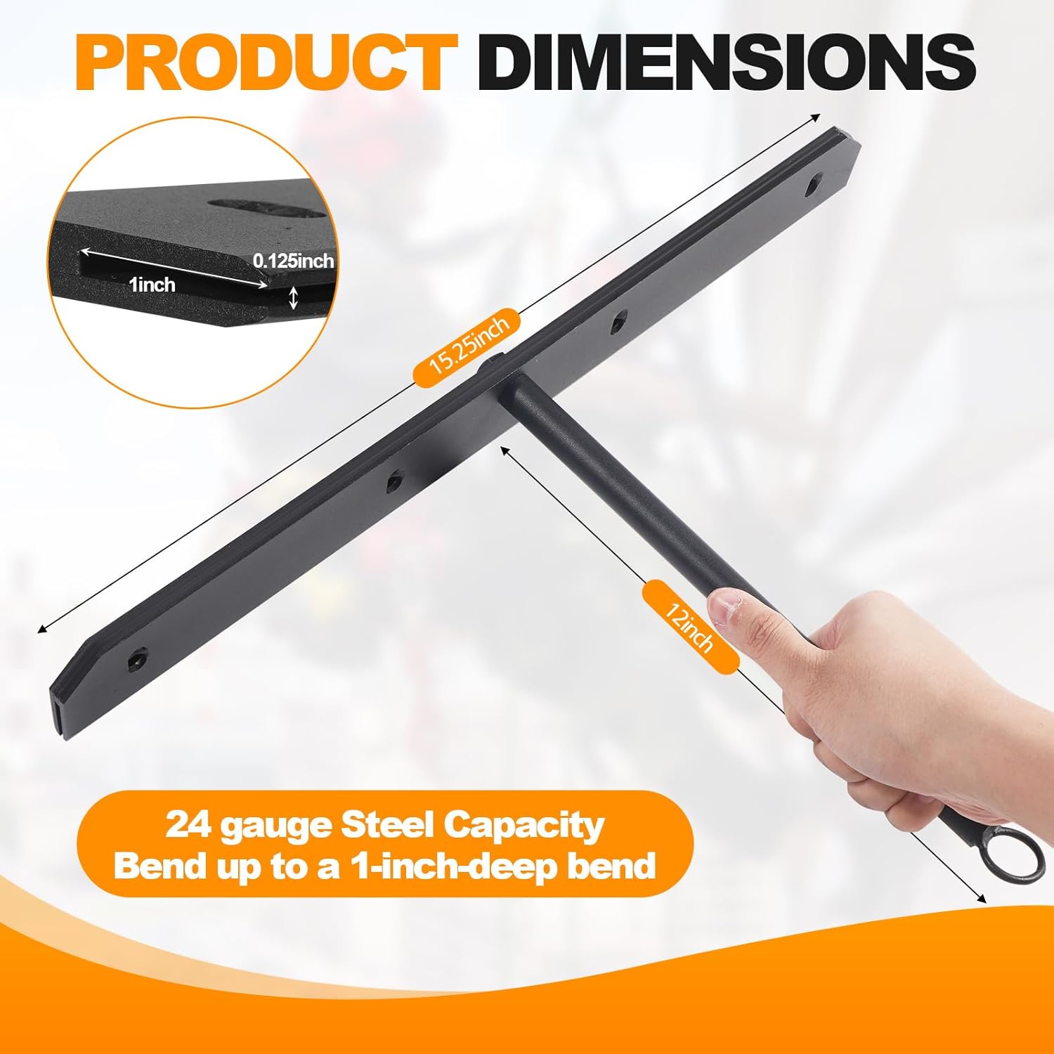 15.25 Inch Sheet Metal Hemming Tool - Metal Bender for Roofing Panels, HVAC Ducts & DIY - Folds 24 Gauge Steel with 1-Inch Depth (0.4-1.2mm Capacity)