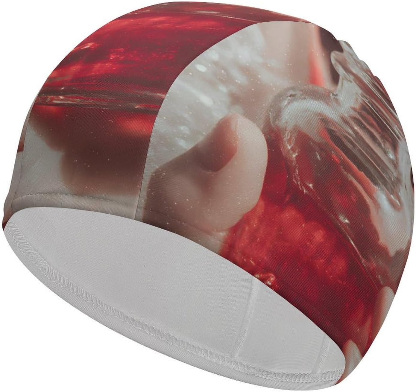 Woman Open Mouth Drinking Womens Swim Cap for Men Adult Swimming Hat Curly Short Medium Long Hair