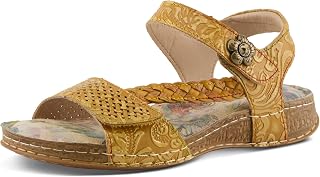 Spring Step L'Artiste womens Popular | Hand-painted leather upper with hook and loop straps, padded microfiber insole, polyurethane outsole, and 1.25 in heel