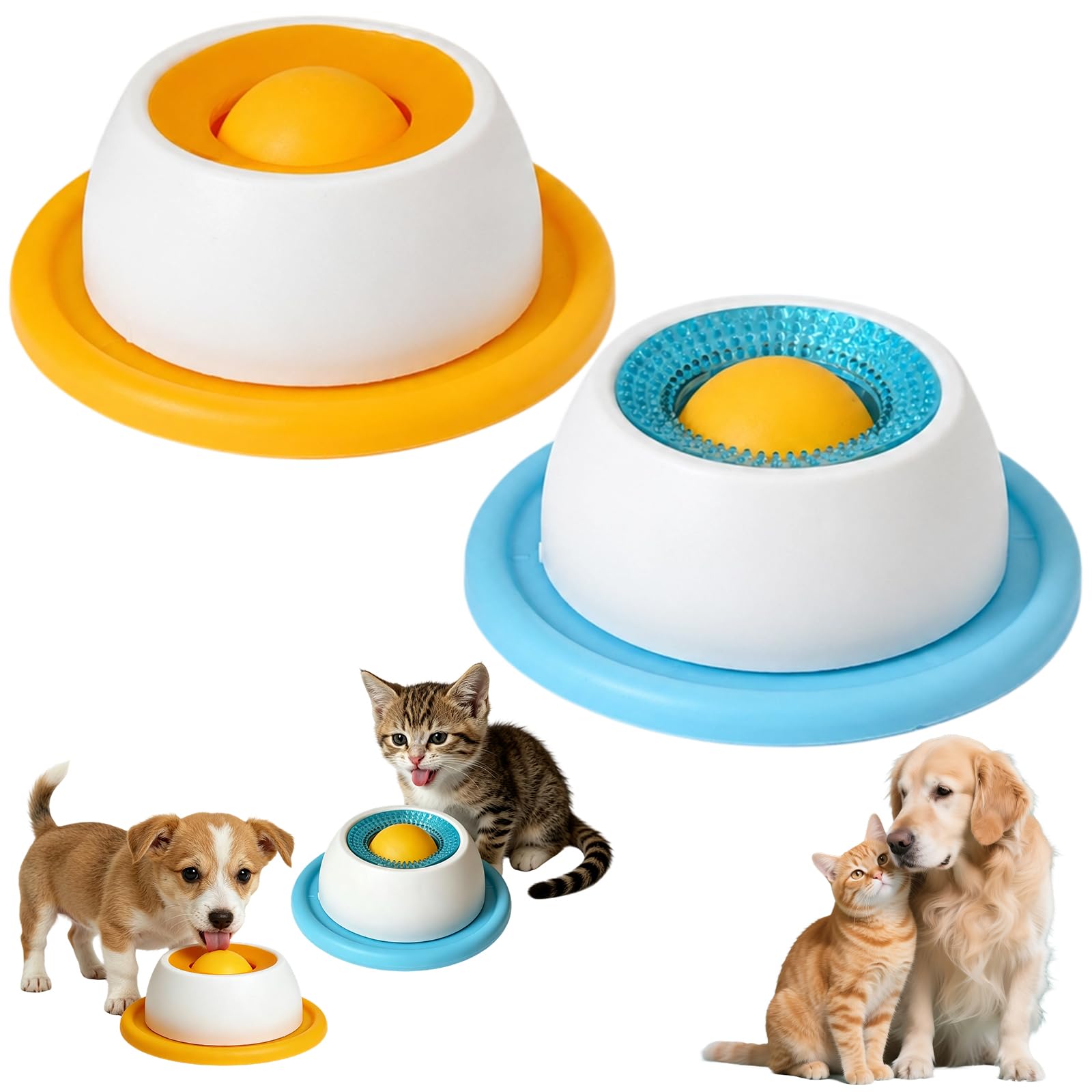 2PCS Dog Lick Bowl Set, Lick Ball for Dogs, Dog Licking Bowl with Ball and Base, Pet Lick Bowl