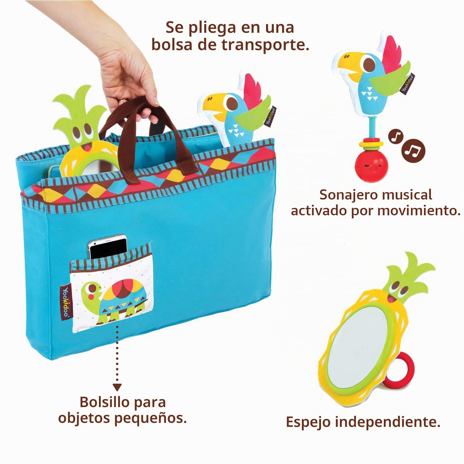 Yookidoo - Fiesta manta de juego con bolsa, manta actividades bebé, gimnasio bebé de 0 a 24 meses
