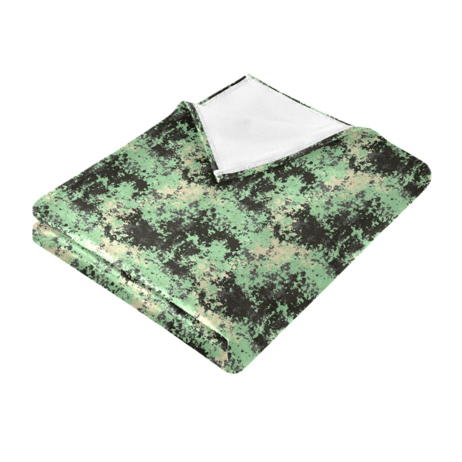 Couvertures jetés de lit vert noir grand plaid canapé moucheté 152x228 cm