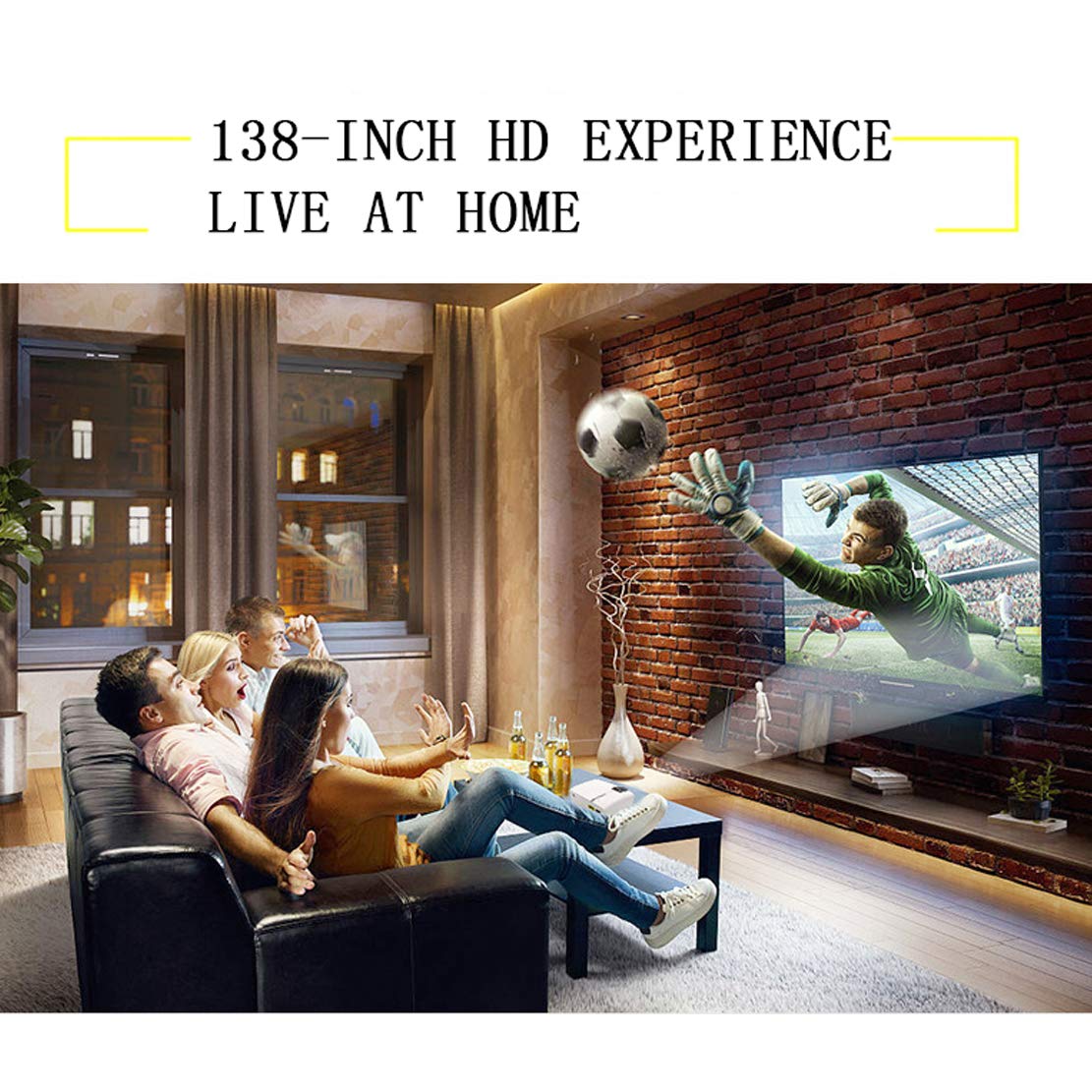 Proyector Hd1080p 138 Pulgadas El Cable De Datos Se Puede Conectar al TeléFono Directamente En La Pantalla Audio Incorporado Compatible con Hdmi USB Vga Av Tarjeta SD
