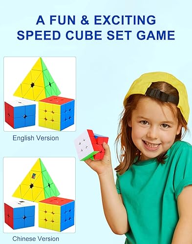 Miniatura 43 de CFMOUR Cubo magnético de velocidad 3 x 3 – Moyu Meilong 3M cubos mágicos sin calcomanías con soporte – Juguete rápido y suave para resolver