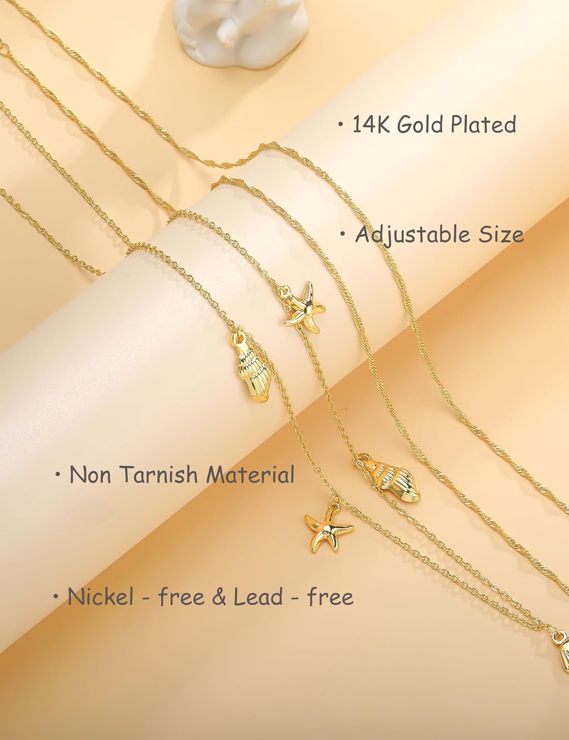 Waist Chain for Women 14K Gold Plated Waist Beads Belly Chain Dainty Layered Body Chain Belt Beach Jewelry for Women Sexy Waterproof Non Tarnish Adjustable Summer Jewelry Accessories