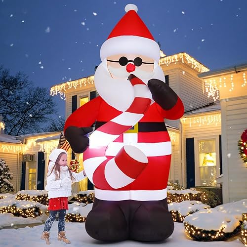 COMIN Decoraciones inflables de Navidad de 8 pies para exteriores, saxofón inflable de Papá Noel con LED integrados para Navidad, interiores y