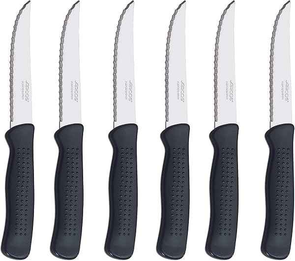 Arcos Serie Cuchillos de Mesa Chuleteros, Mango de Polipropileno, Apto para Lavavajillas, Negro, Hoja 110 mm, 6 Piezas (705500) - 2