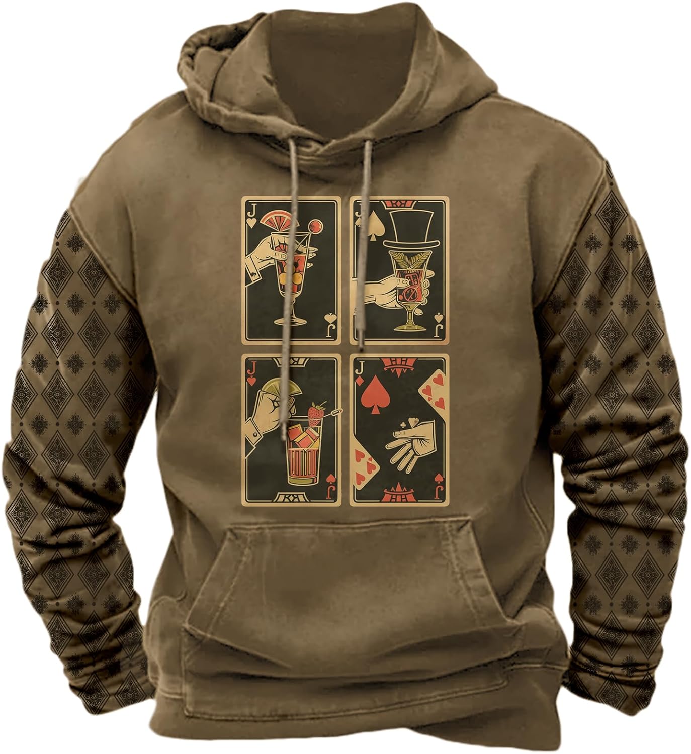Mens Aztec Cowboy Western Outfits Oversized Tribal Pullover Hoodie Ethnic Graphic Drawstring Hooded Sweatshirt