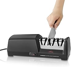 Electric Knife Sharpener - 3 Stages Diamond Knife Sharpening - Coarse, Fine & Polishing - 15° Angle - 70 dB - Knife Sharpener - Grinder for Kitchen Knives - Multi Sander - Grinding Machine Knife