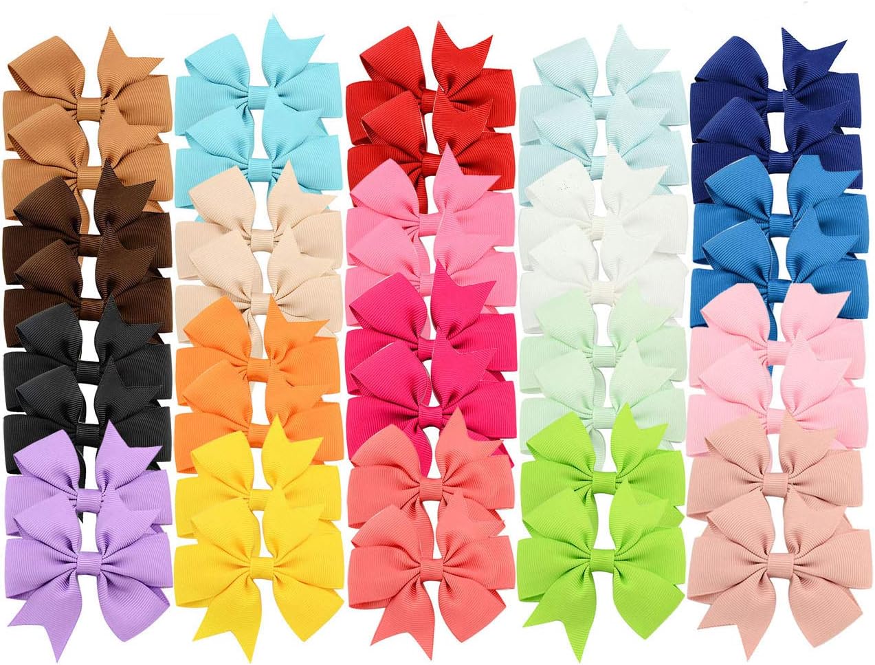 40 Pcs 3Inches Baby Girls Hair Clips Soft Grosgrain Ribbon Bows Alligator Hair Barrettes for Teens Kids Toddler 20 Colors