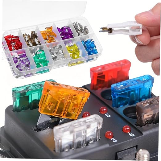 Kit de fusibles automotrices miniatura Ciieeo, 120 piezas con estuche organizador, accesorios esenciales para reparación de autos, RV, botes y camiones miniatura 2