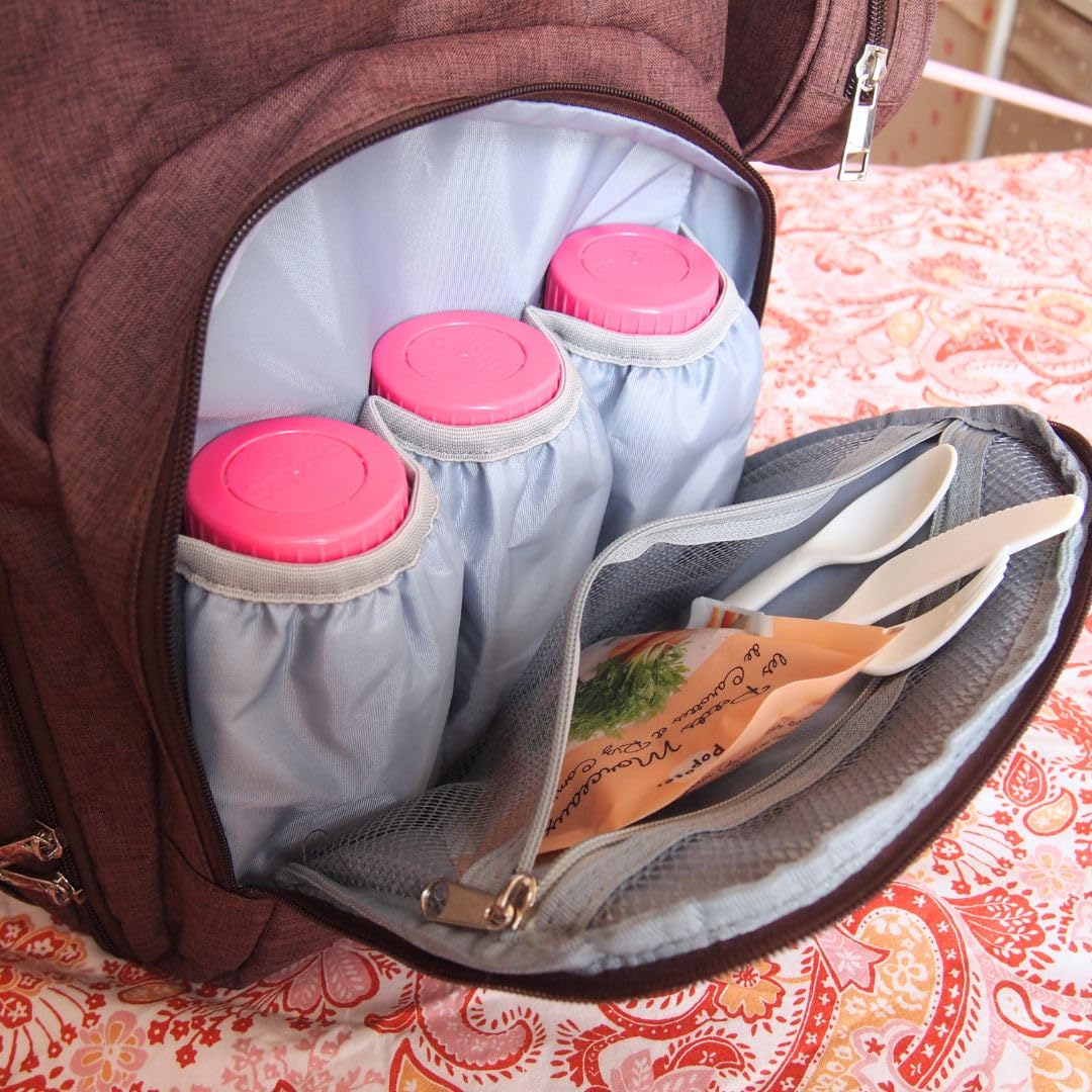 Sac à Langer Fripouille | Capacité de 30L | Déperlant | Sac à Dos à Langer bébé avec Matelas à Langer | Porte-Sucette et Sangles de Poussette (Brun)