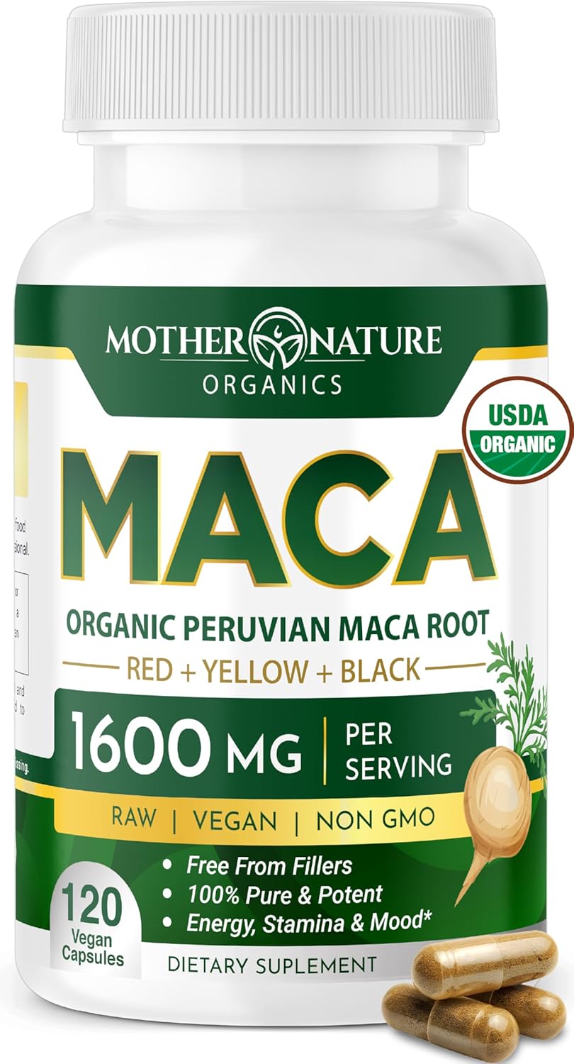Organic Vitamin C + Maca Root Capsules – Natural Energy & Immune Support