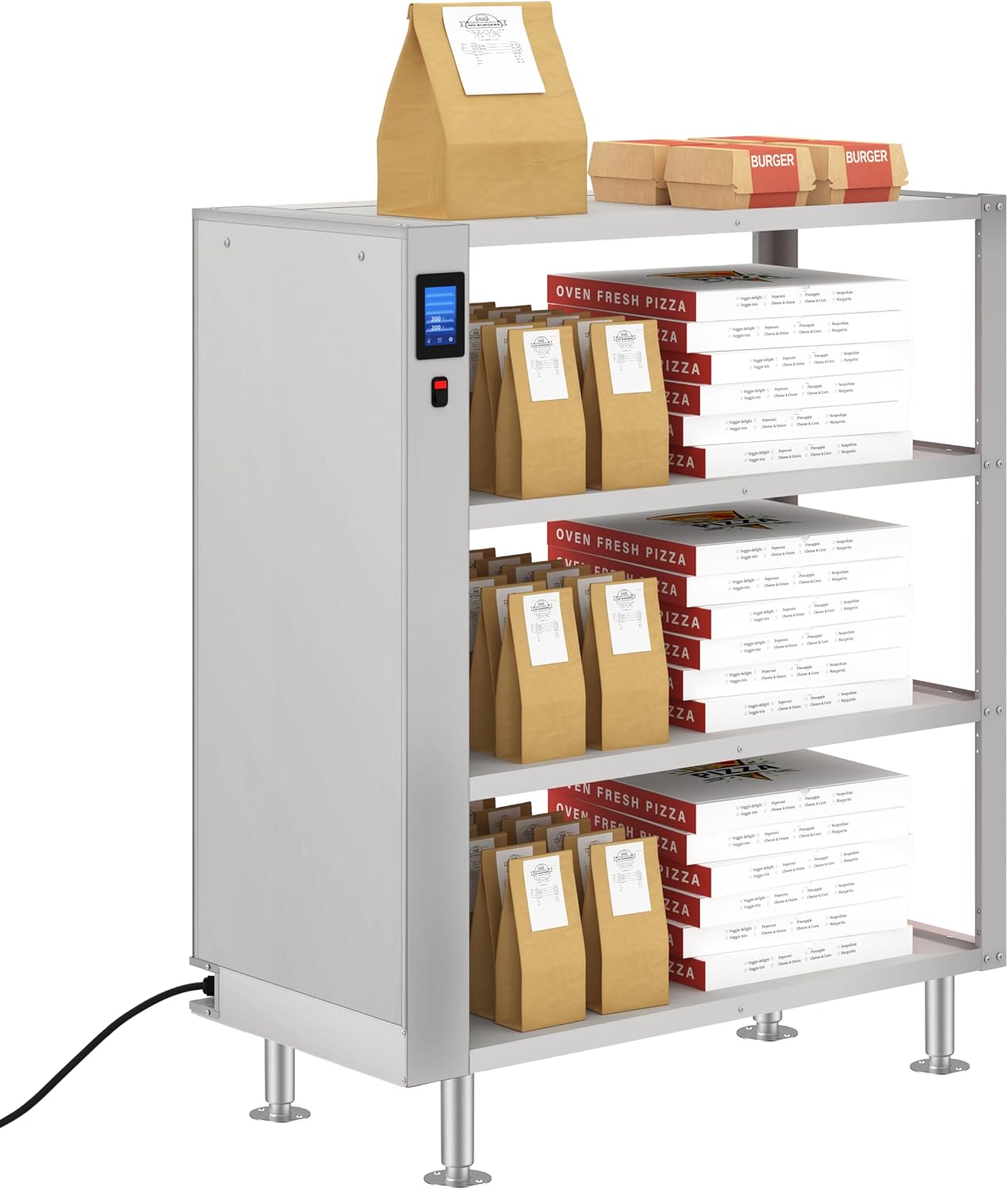 KoolMore Four-Shelf Commercial Take Out Warmer Cabinet with Touch Screen in Stainless-Steel, UL and NSF Listed (KM-WSC-T4)