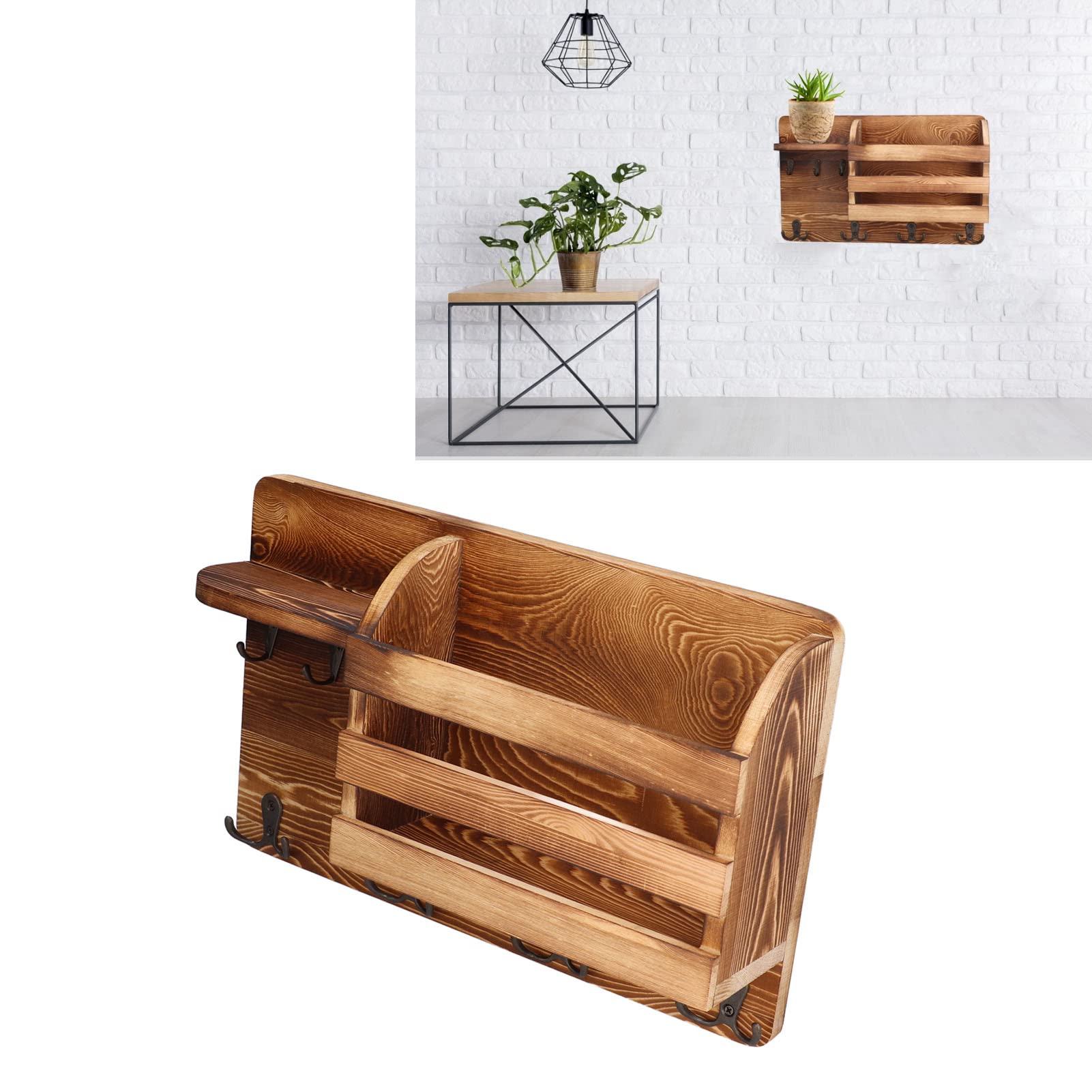 Mensole Sospese, Mensole Vintage a Parete da 15,7 X 9,9 Pollici, Supporto Multiuso in Legno per Soggiorno, Balcone e Altri Spazi