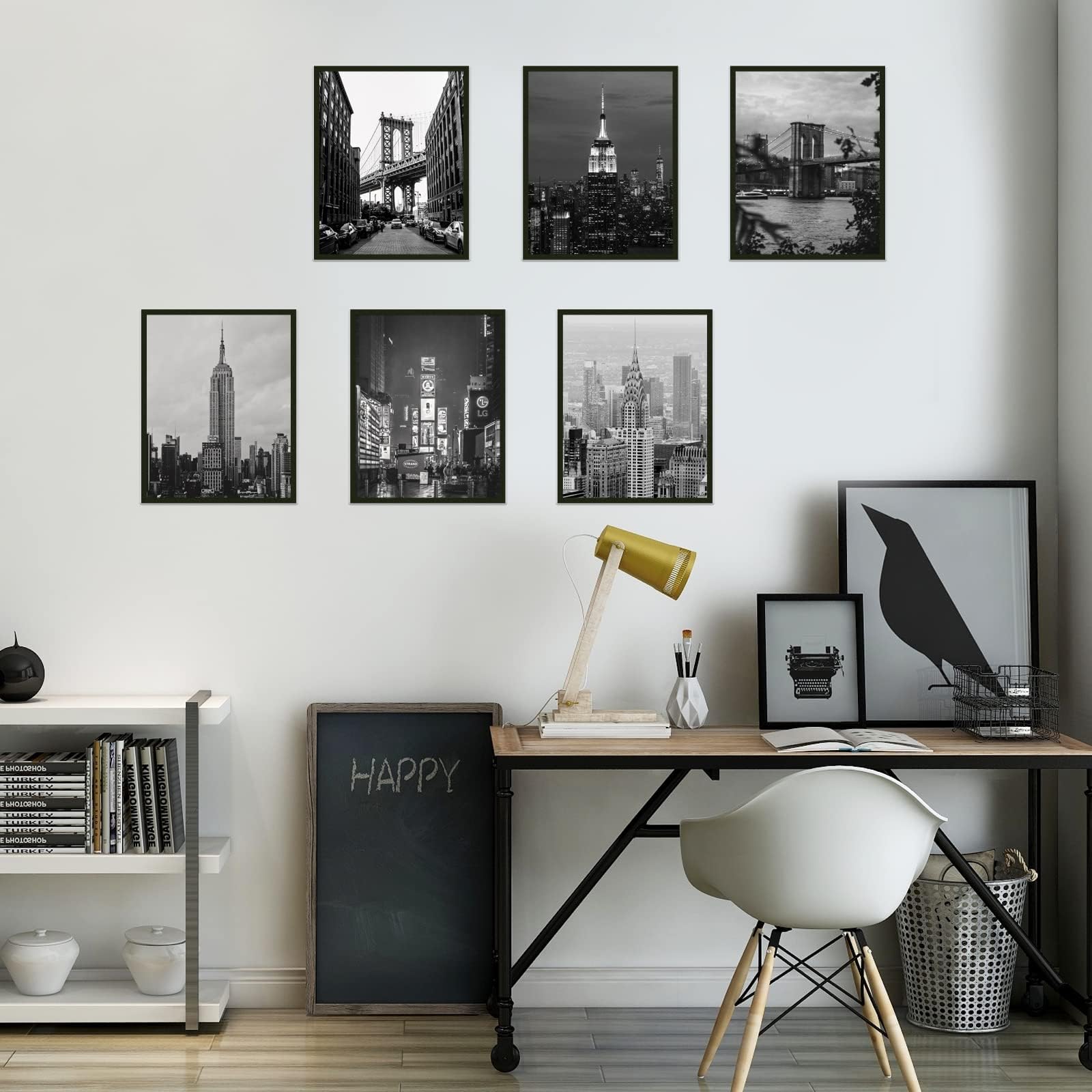 Visual Reference: Pligreat 6 Pcs New York City View Wall Prints Black