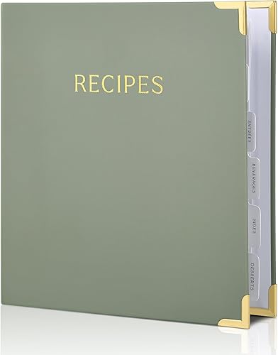 Carpeta estética de recetas con cubierta impermeable, el libro de recetas perfecto con fundas de plástico para escribir tus propias recetas, carpeta
