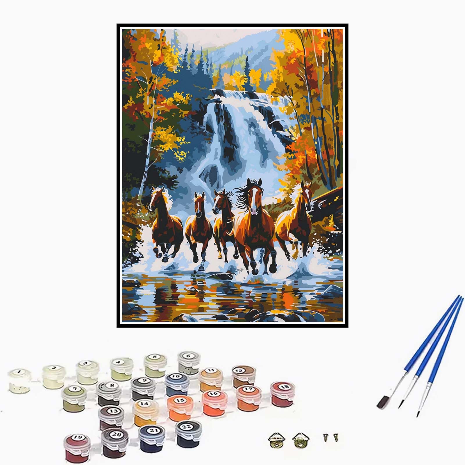 Malowanie po numerach, dla dorosłych na jesień, z ramką, 91 x 112 cm, koń po numerach, zestawy dla dzieci, początkujących, z pędzlami akrylowymi, rysunek pigmentu, zrób to sam obraz olejny według