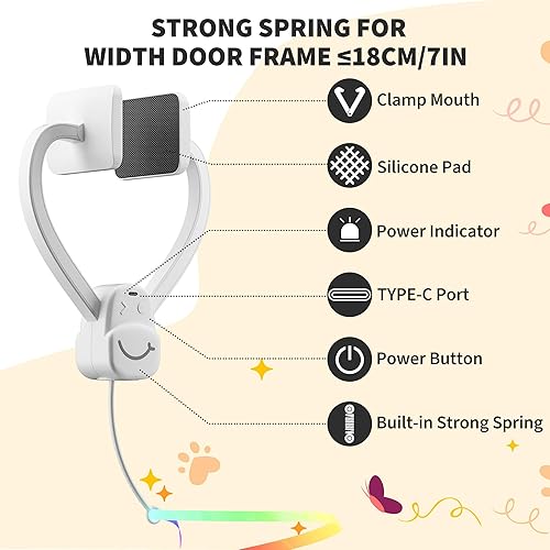 Miniatura 5 de Interactive Cat Toys for Indoor Cats, Automatic Hanging Door Feather Toy Mouse & Ribbon Wand Teaser,USB-Rechargeable Self Play Chase Exercise