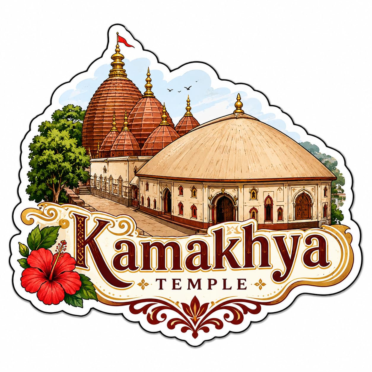Kamakhya Temple Theme Wooden Fridge Magnet Souvenir | 3x3 in Kitchen Home Decor Gift-picture-11