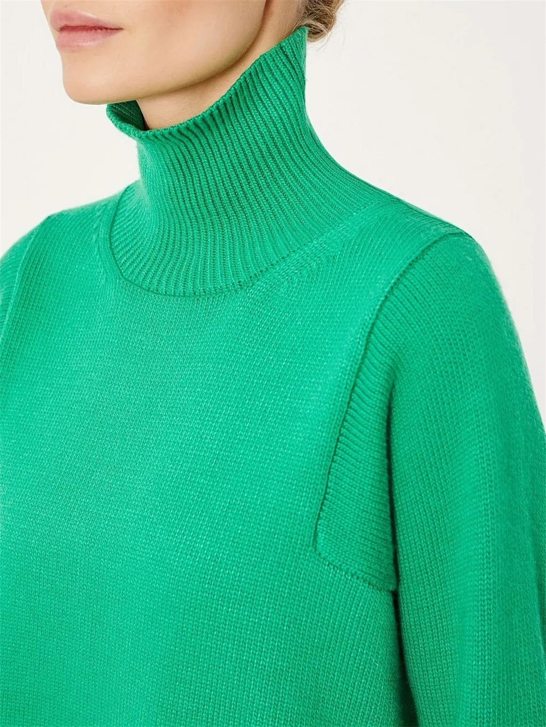 Maglione da donna a collo alto, a maniche lunghe, lavorato a maglia