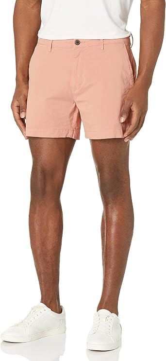 Amazon Essentials Mens Slim-Fit 5" Flat-Front Comfort Stretch Khaki Chino Shorts with Elastic Waistband