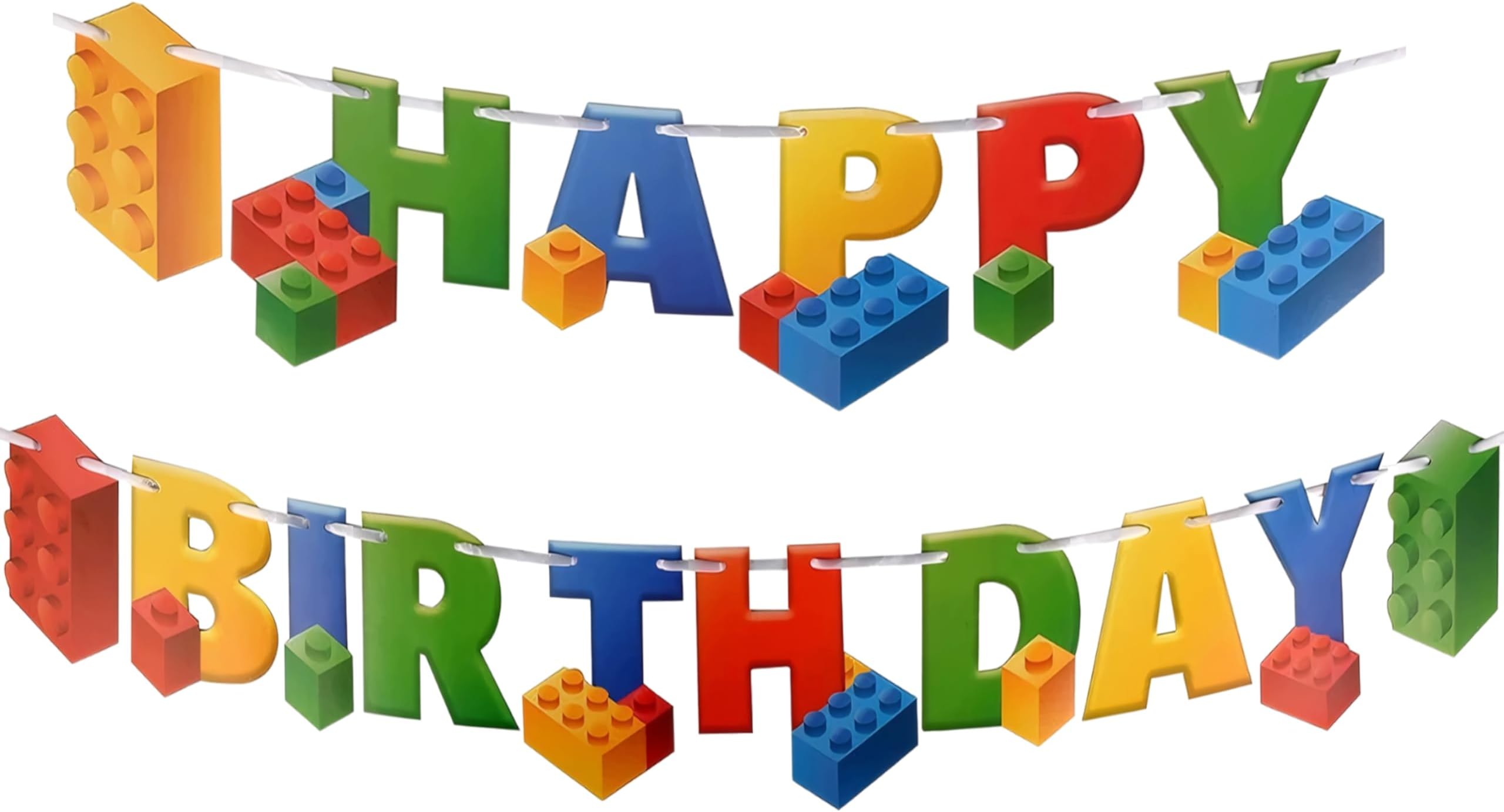 Aliza Premium Party Supplies Huge 7ft Long Brick Themed Building Block Birthday Party Supplies Banner for Baby Boy, Kids