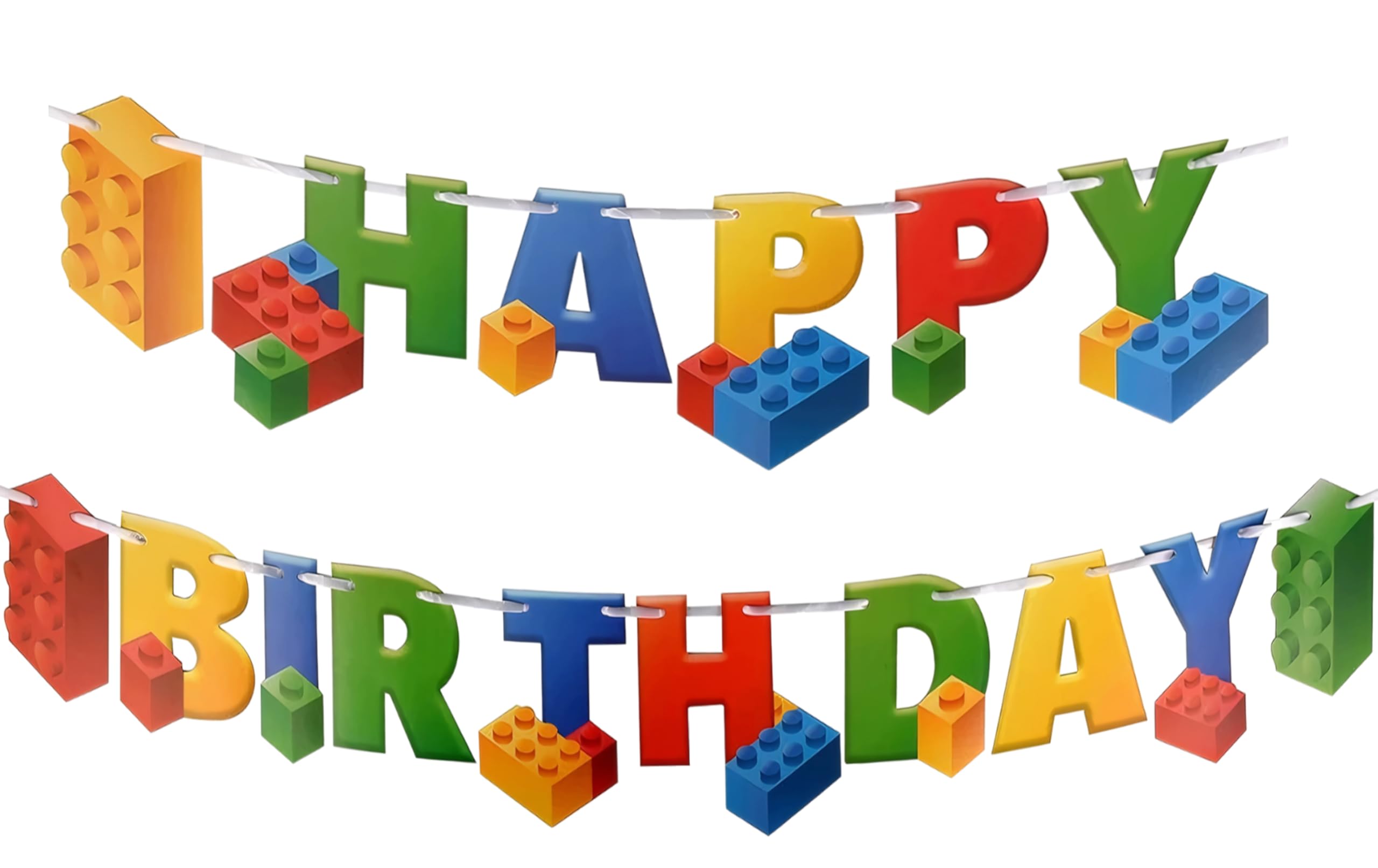 Building Block Birthday Party Supplies Banner by Aliza | Baby Boy Toddler Kids Birthday Decorations – Huge 7-feet Long Brick Themed Decor – The Perfect Decoration for Your Party