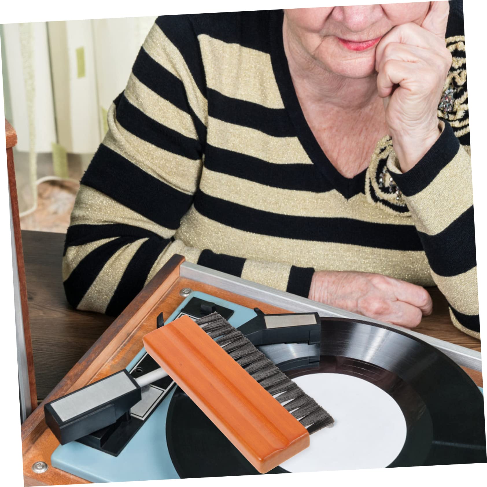 Mikikit 5pezzi Spazzola Per Pulizia Dischi Vinile Con Manico Antistatica e Resistente Per La Di Cd e Vinili Rimuove Polvere e Macchie Modo