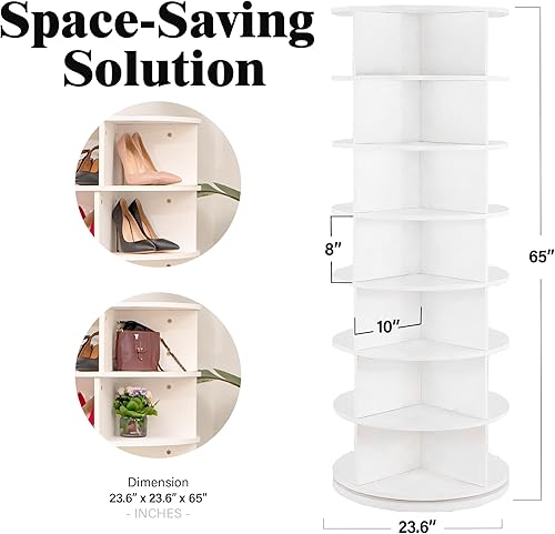 Miniatura 5 de EconoHome Zapatero giratorio de 360°, organizador de zapatos giratorio de 7 niveles, organizador de zapatos giratorio con capacidad para hasta 35