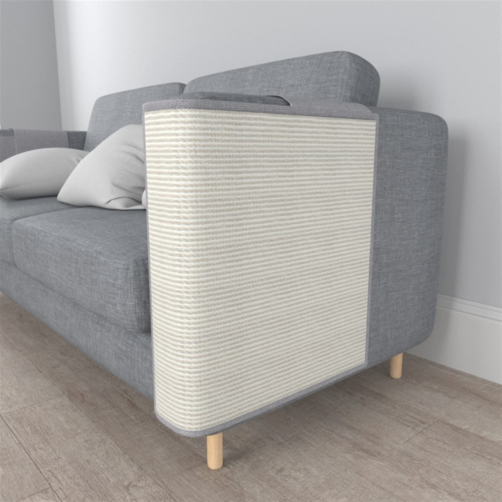 GIBZ Rascador de Sisal para Gatos Esquina de la Silla Natural Protector de Sofá Almohadilla de Rascar para Interior, Gris Claro, Izquierda