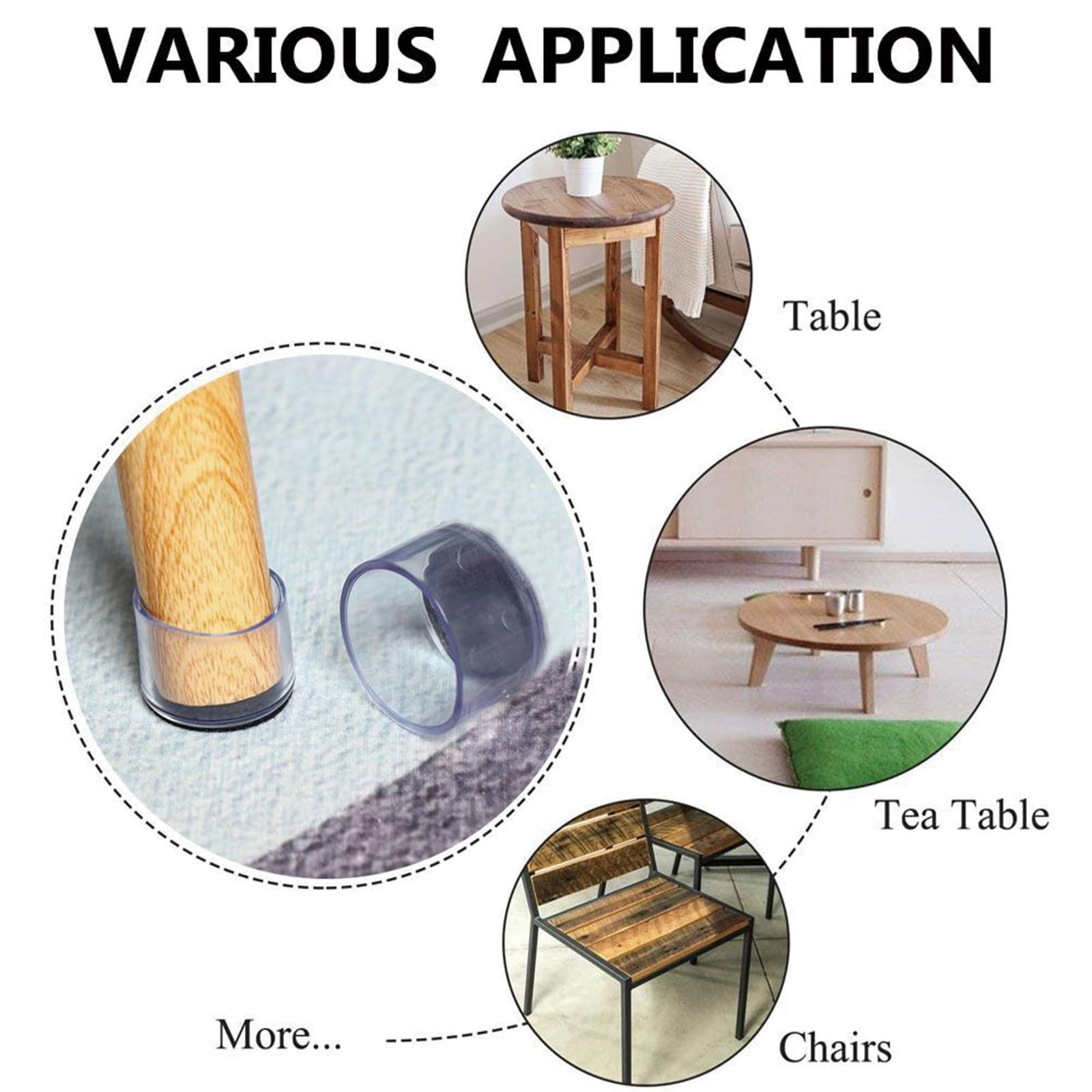 Leliafleury 8Pcs 38mm Rubber Leg Tips Round End Caps Clear Chair Leg Covers Non-Slip Rubber Furniture Feet Replacement Tips for Tables Chairs Desks - Image 4
