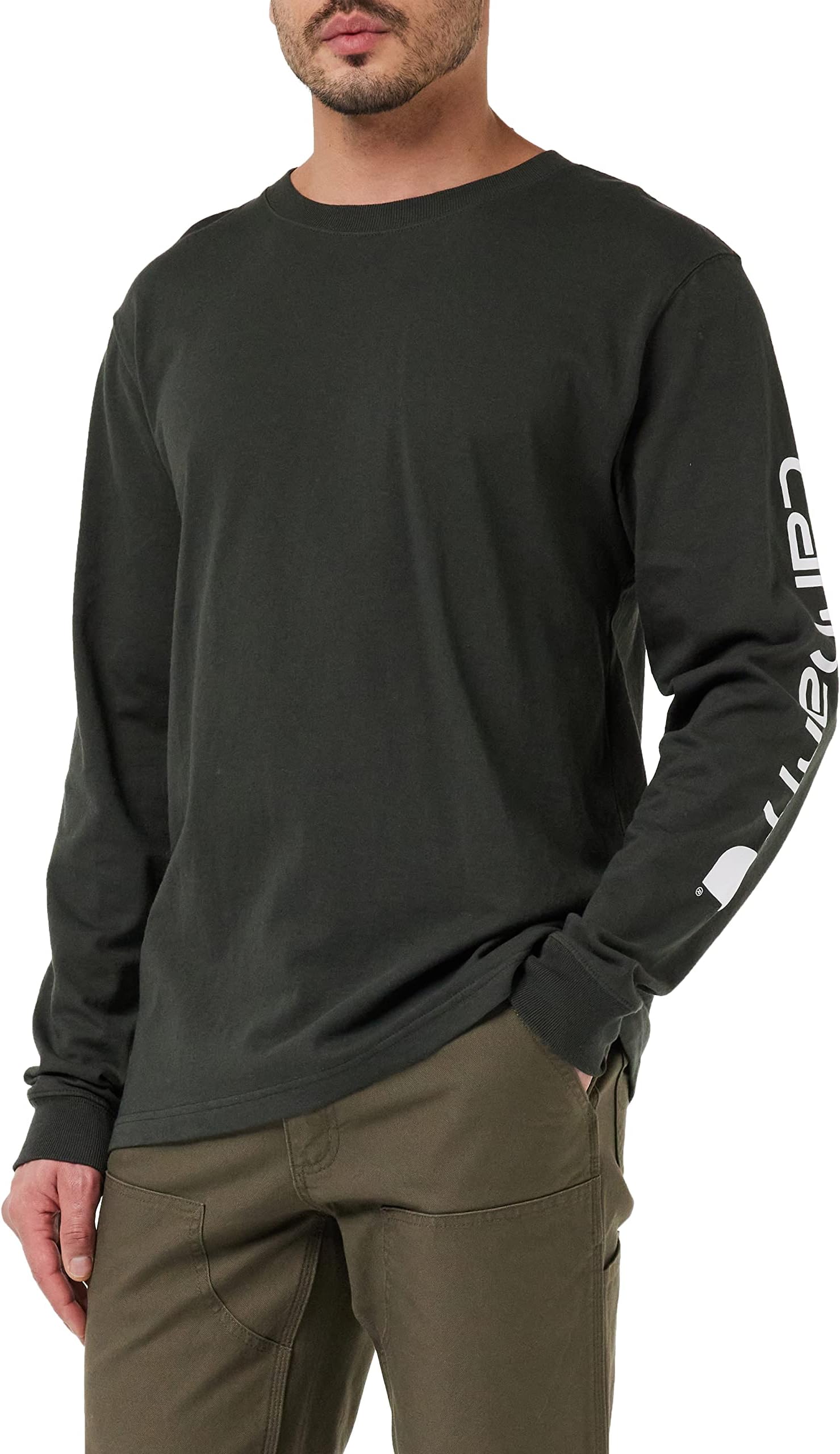 CarharttMen's Relaxed Fit Heavyweight Long Logo Sleeve Graphic T-Shirt