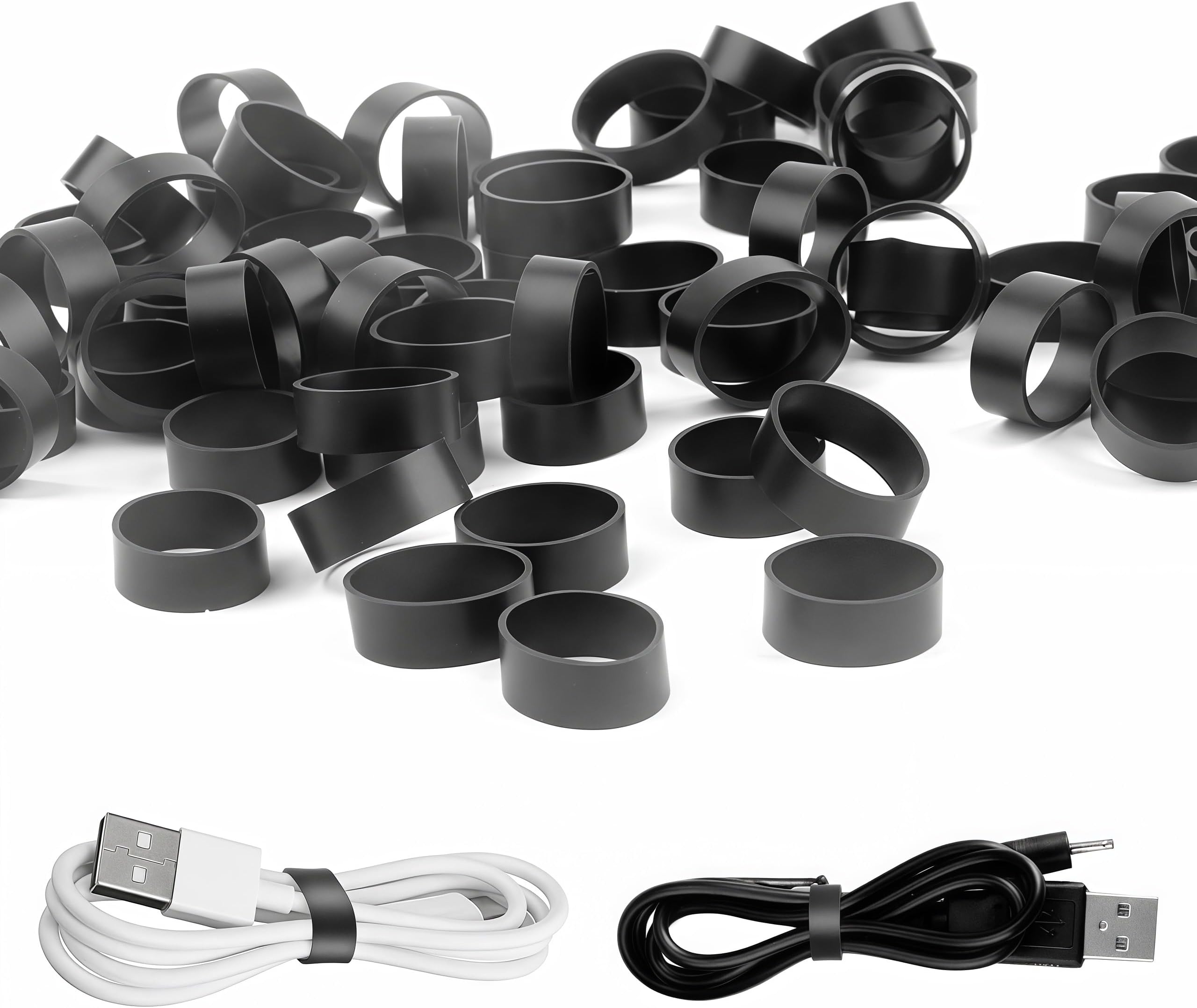 – 100 PCS Silicone Rubber Bands, 0.5 Inch Small Black Elastic Rubber Bands Strong Rubberbands, Heavy Duty Non-slip Silicone Band for Wire Cord Cable Management Home Office School Organization