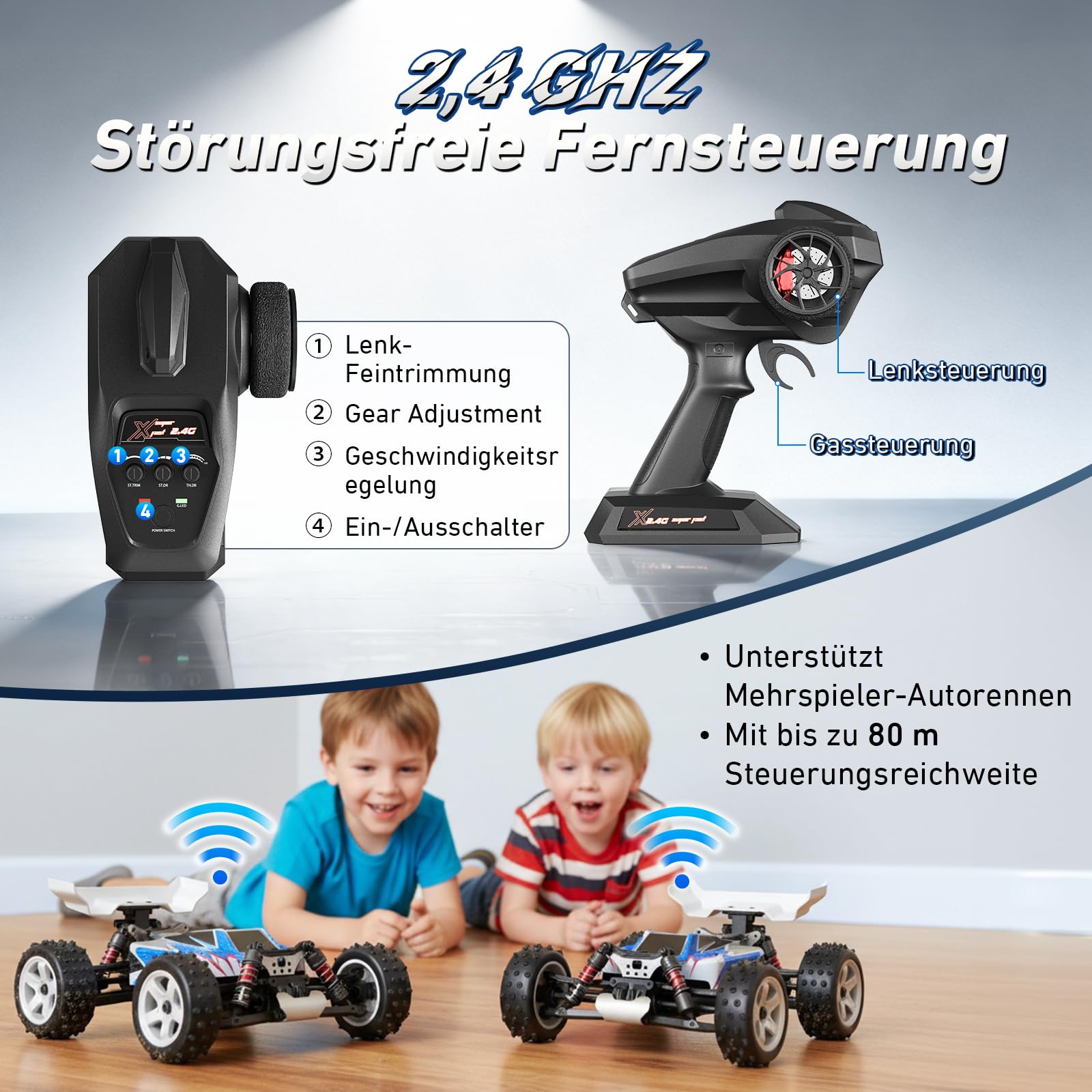 Auto telecomandata 1:16 fuoristrada, 36 km/h, RC Auto 4WD con motore 390, fuoristrada con 2 batterie, RC Truck per adulti e bambini, regalo per ragazzi