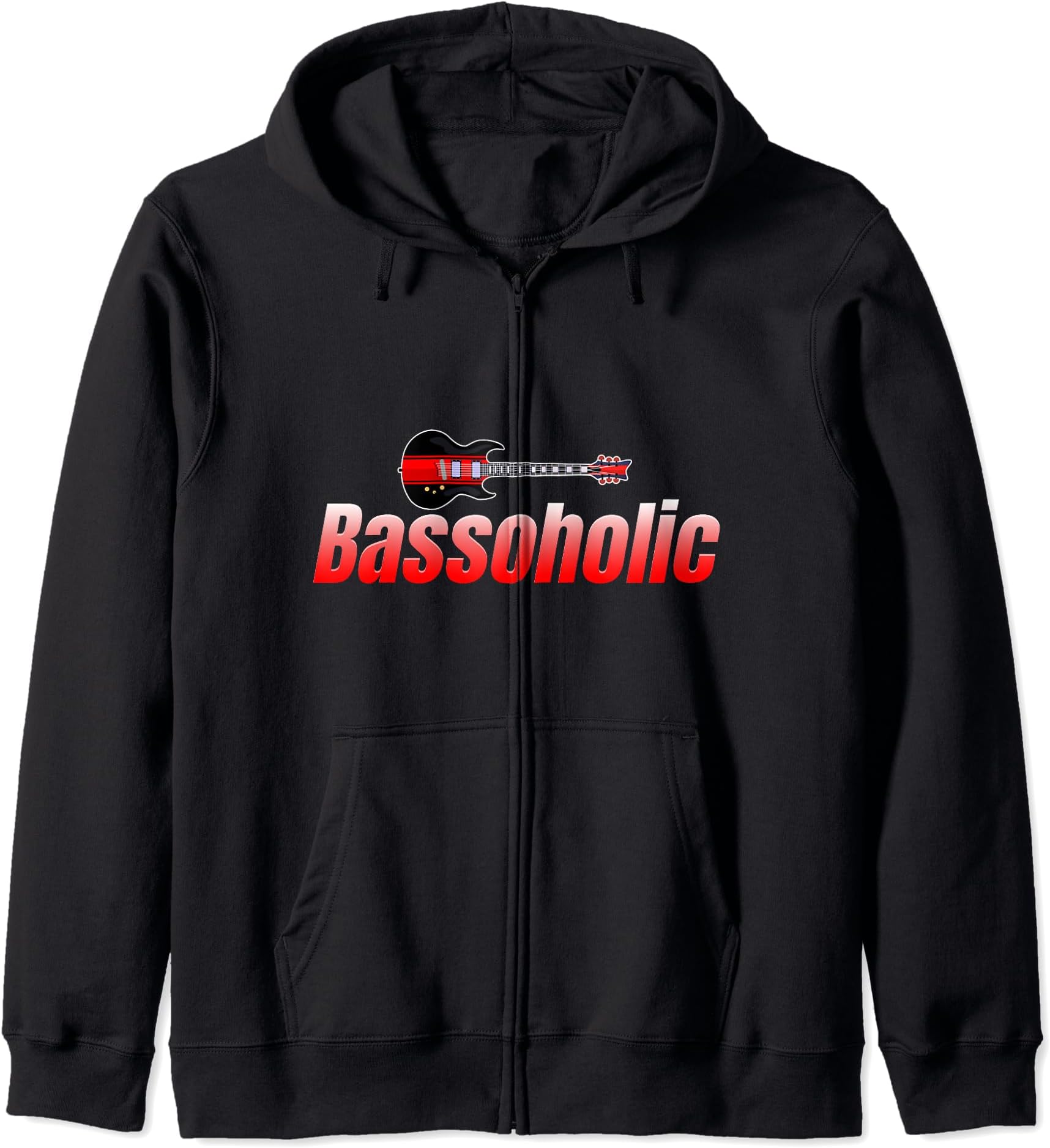 Bassholic Funny Bassist Player Guitarist Metalcore E-bass Zip Hoodie