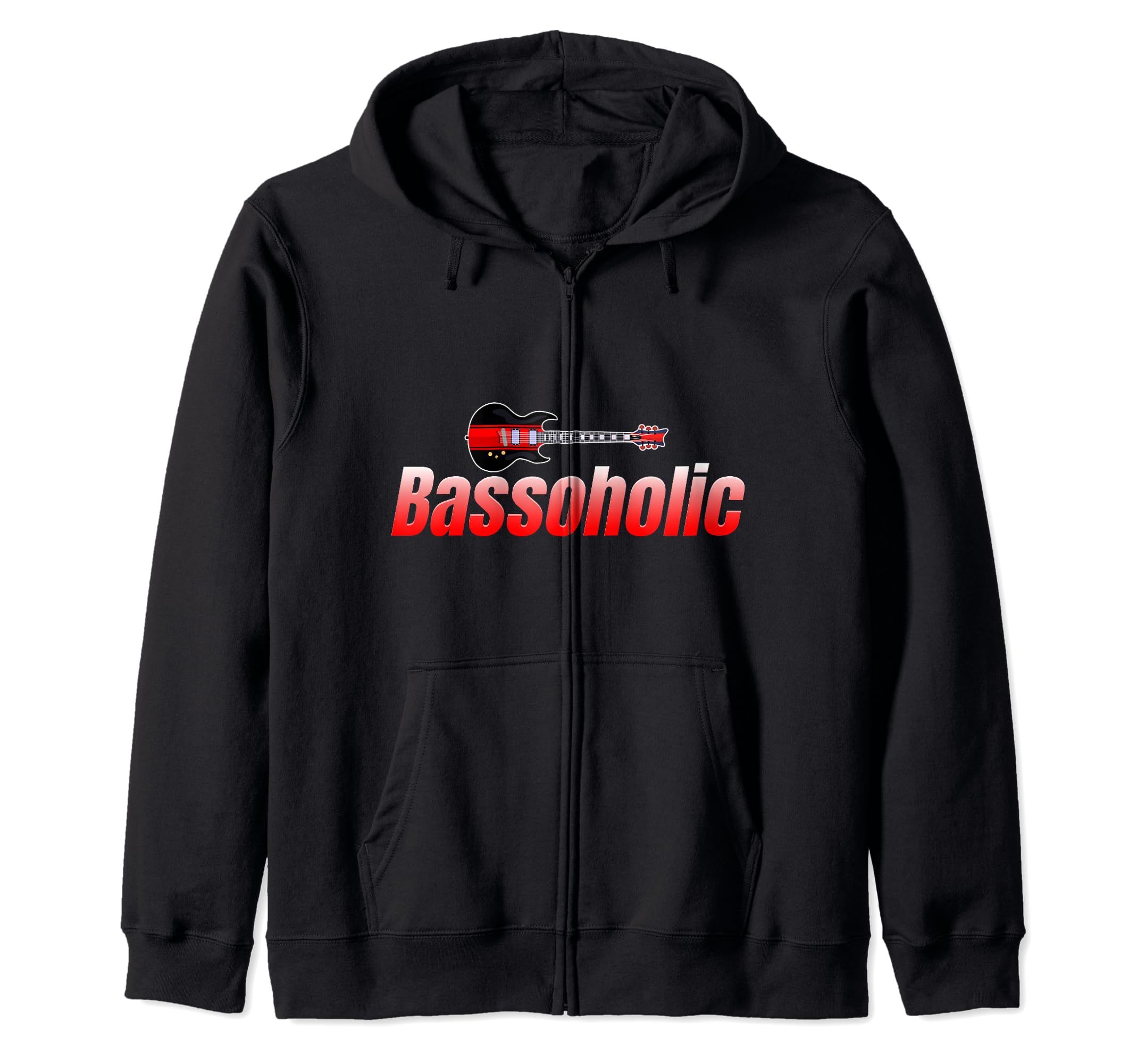 Bassholic Funny Bassist Player Guitarist Metalcore E-bass Zip Hoodie