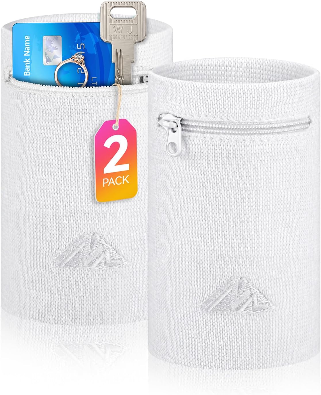 NEWZILL Wrist Wallet Wristband with Zipper for Men & Women, Cotton