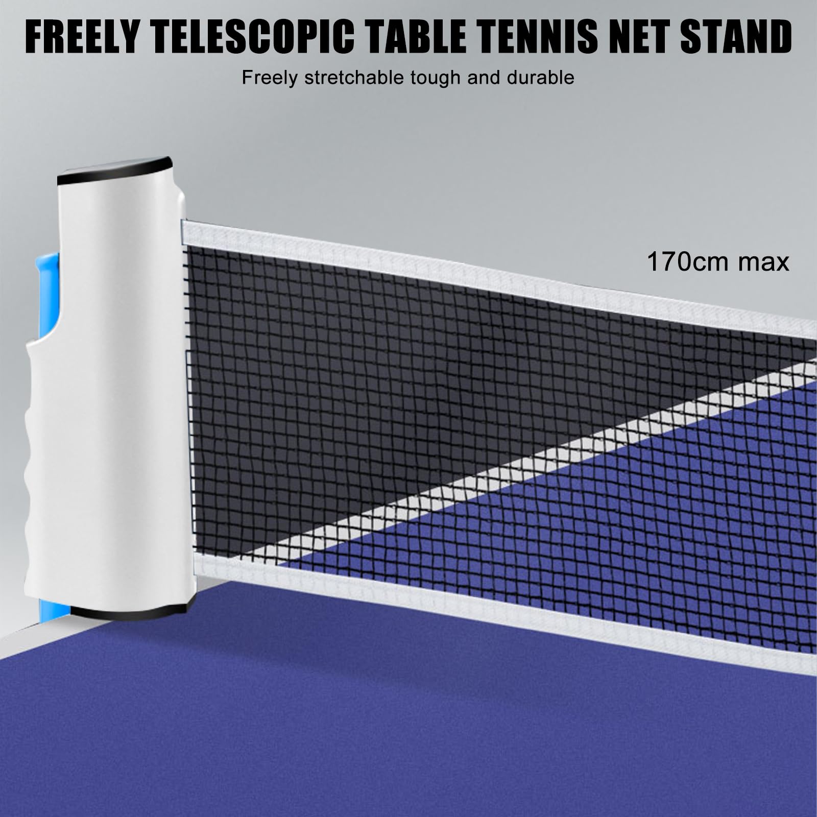 Rete da ping pong, rete da ping pong, 170 (max) x 20 cm, rete di ricambio retrattile, ideale per tipi di tavoli