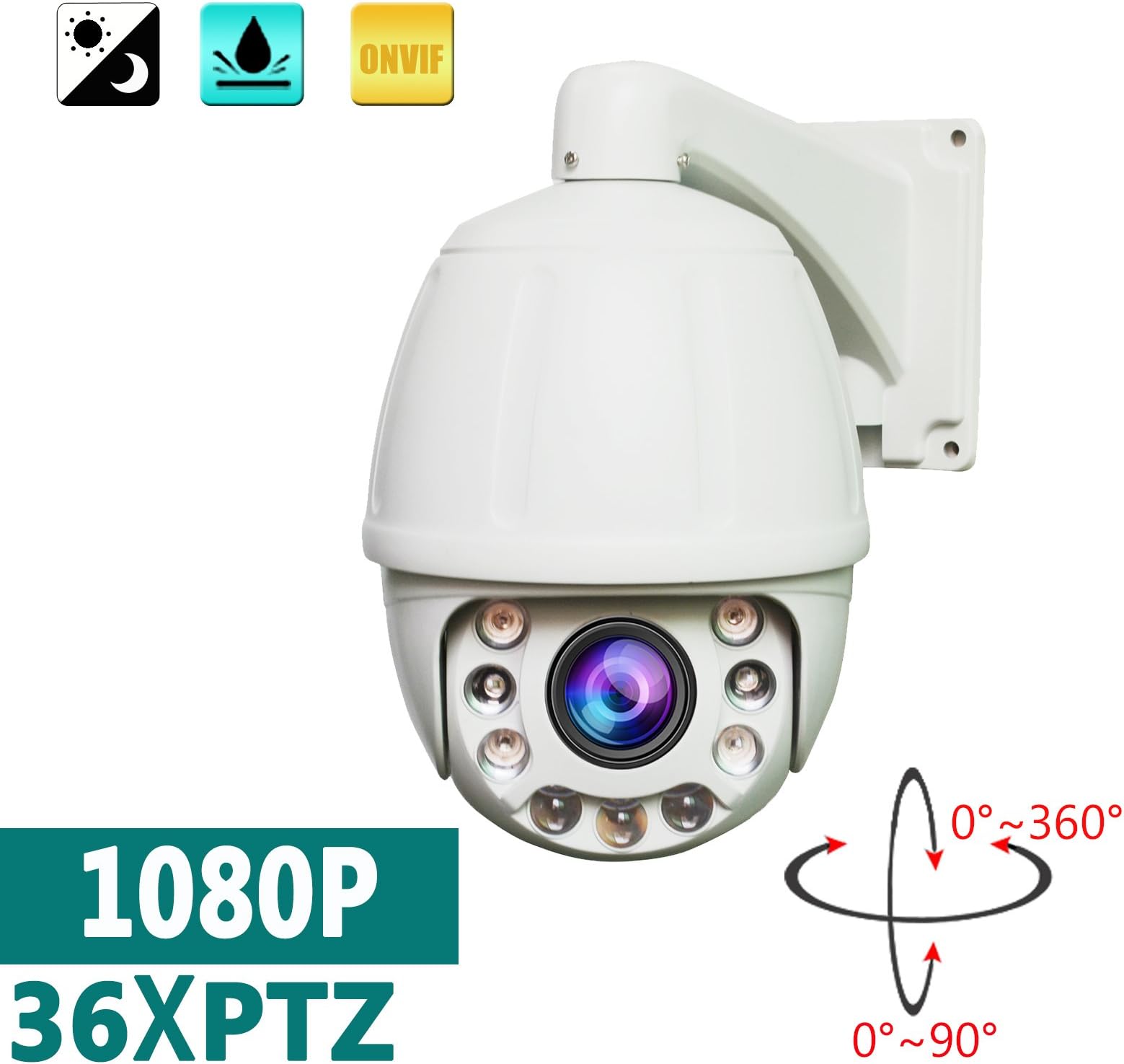 SW SWINWAY 1080P 36X Optical Zoom HD High Speed Oudoor IP PTZ Network Security Surveillance CCTV Camera with Weatherproof Infrared Night Vision Pan Tilt Zoom