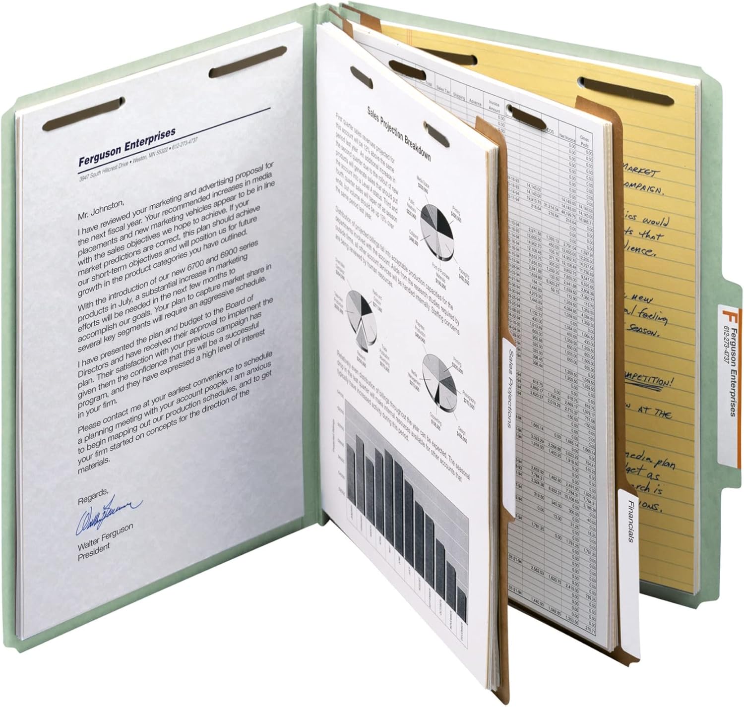 Smead 100% Recycled Pressboard Classification File Folder, 2 Dividers, 2" Expansion, Letter Size, Gray/Green, 10 per Box (14023)