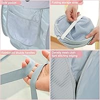 Vista 3 de 2 cestas de malla para la ropa sucia, canastas plegables para la ropa sucia, 75 L, cesta de almacenamiento horizontal con bolsillo lateral y asa