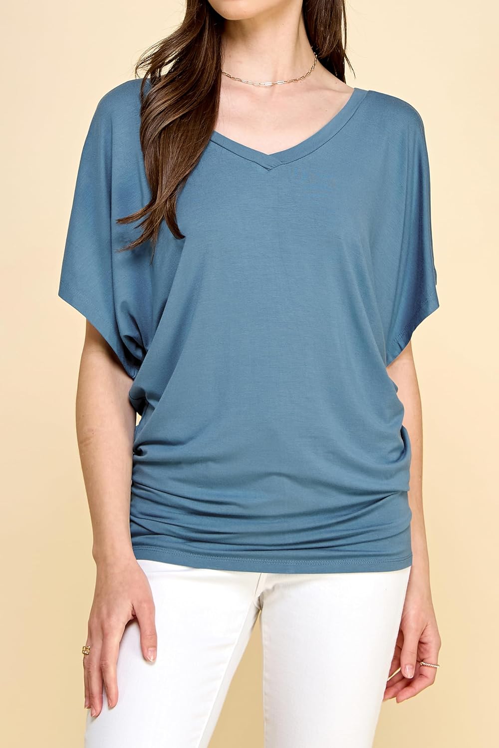 Lock and Love Women's Versatile Casual Short Sleeve Dolman Top – Loose Fit Boat Neck & V-Neck T-Shirt - Image 4