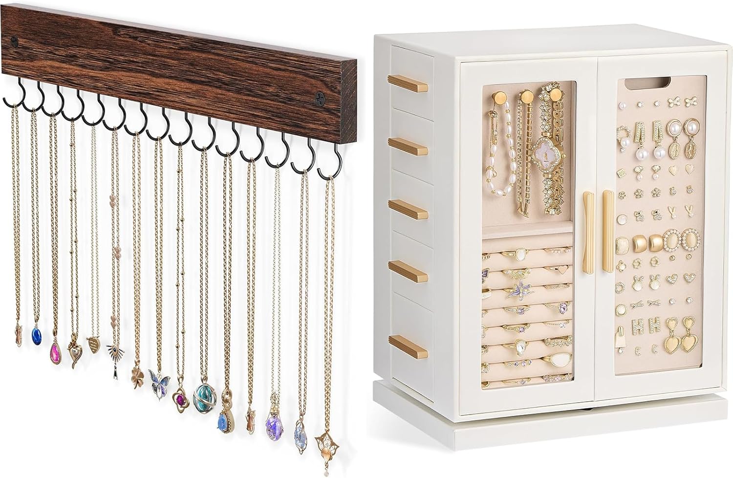 Lolalet Jewelry Organizer Bundle with 360° Rotating Jewelry Box