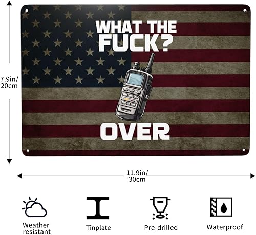 Miniatura 3 de Divertido Walkie Talkie Hand Radio What The Fuck Over de 8 x 12 pulgadas, letrero de metal retro decoración de pared para cocina, sala de estar,