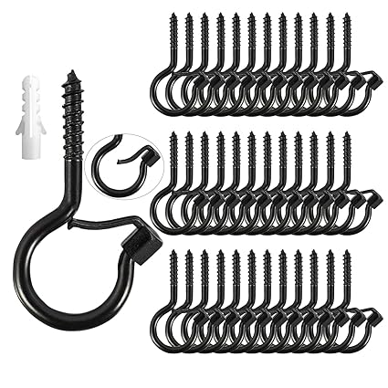 Q Hanger Screw Hooks for Outdoor String Light Christmas Light Hook Screw in Hooks for Plant Bracket, Bird Feeders, Wind Chimes, Lanterns, Wire, Decoration Hanging, 36 Pack