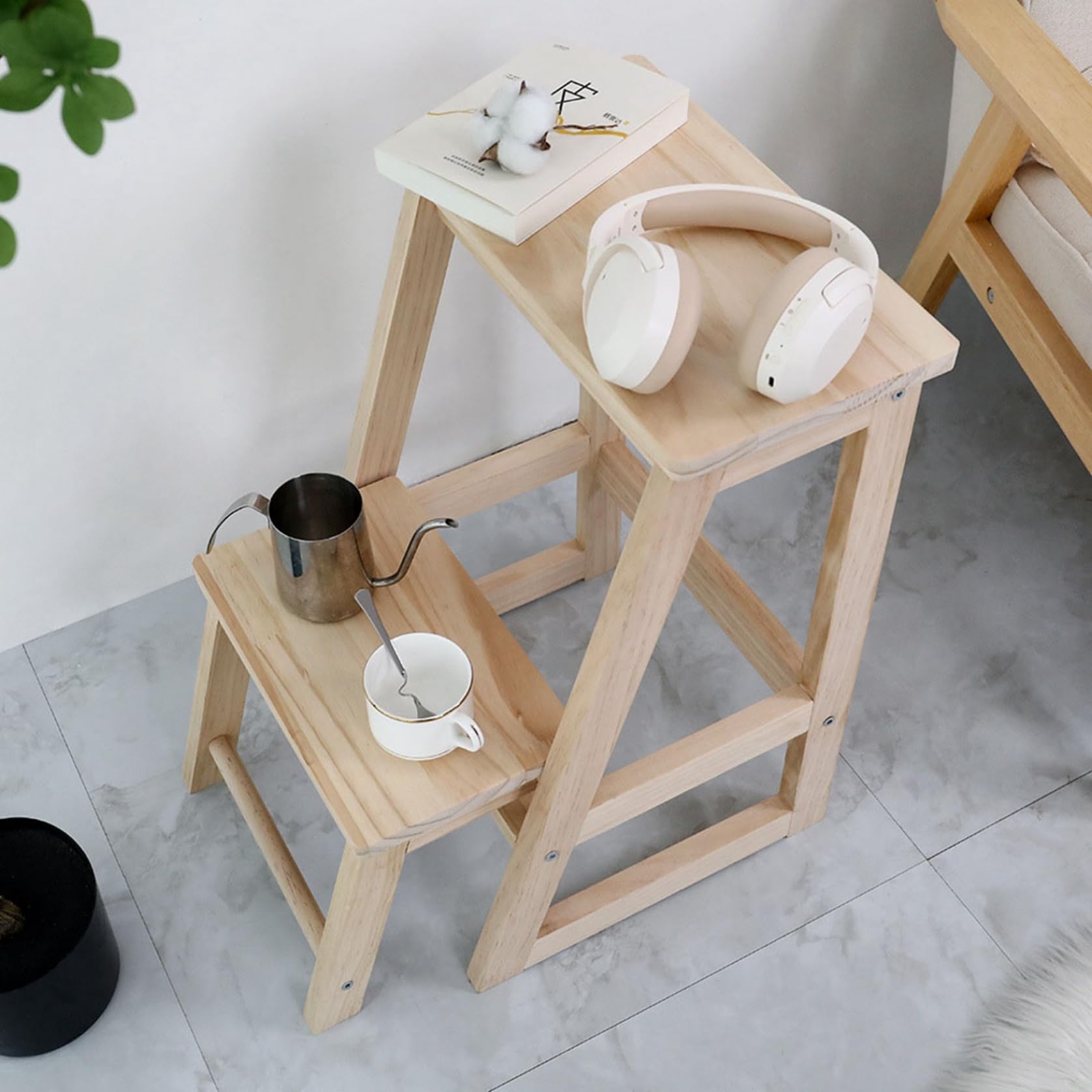 Amazon｜木製 ステップスツール 踏み台 折りたたみ 2段 軽い 丈夫 耐 