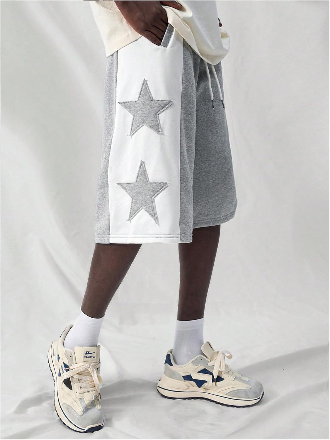 Men's Star Graphic Y2K Athletic Gym Shorts Color Block Drawstring Waist Baggy Sweat Shorts - Image 3