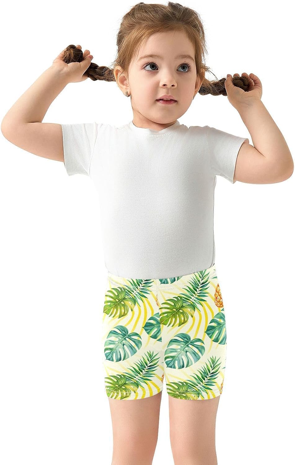 Pinapple Pale Yellow Girls Bike Shorts Toddler Soft Cotton Under Dress Cartwheel Shorts